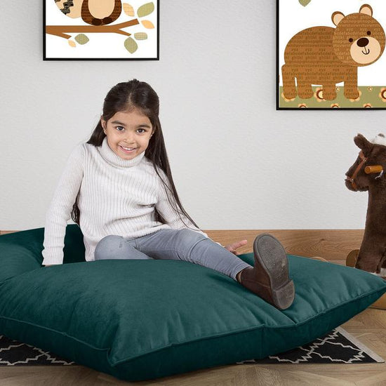 LOUNGE PUG -  Velours  - Gros Pouf Enfant, Pouf Geant Enfant - Mer Égéé