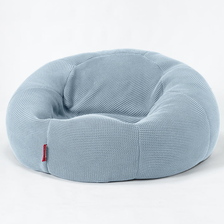 LOUNGE PUG - Pouf Canapé Classique - Pouf Geant - Ellos Tricoté Bleu Brumeux