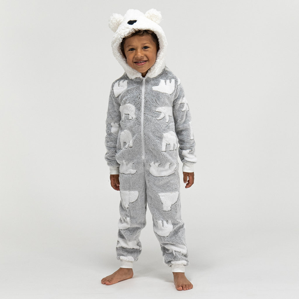 Combinaison Pyjama polaire pour enfants - Ours polaire, 5-10 ans, Gris– Big  Bertha Original FR