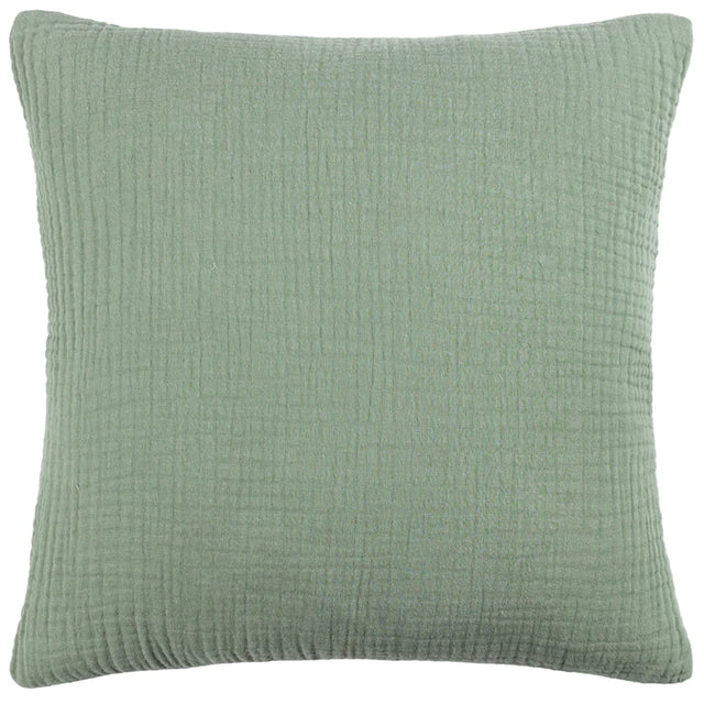 Housse de Coussin en Coton Froissé Mousseline 45 x 45 cm - Vert Sauge 01