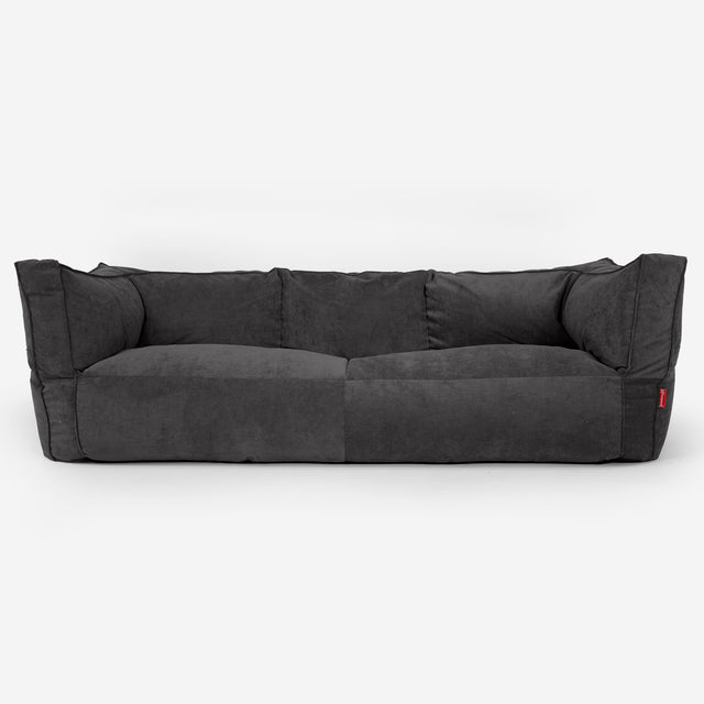 Canapé Pouf Albert 3 places - Velours Côtelé Fin Anthracite 01