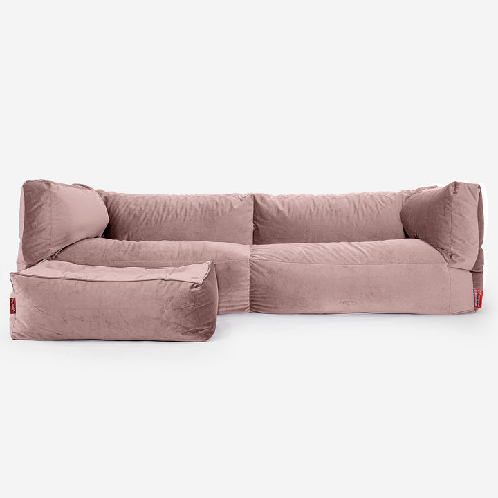 Canapé Pouf Albert 3 places - Velours Rose 02