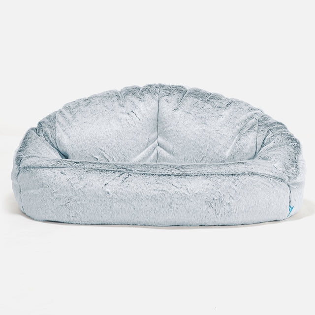 Pouf Canapé Bubble pour Enfants - Fausse Fourrure Lapin Bleu Pastel 01