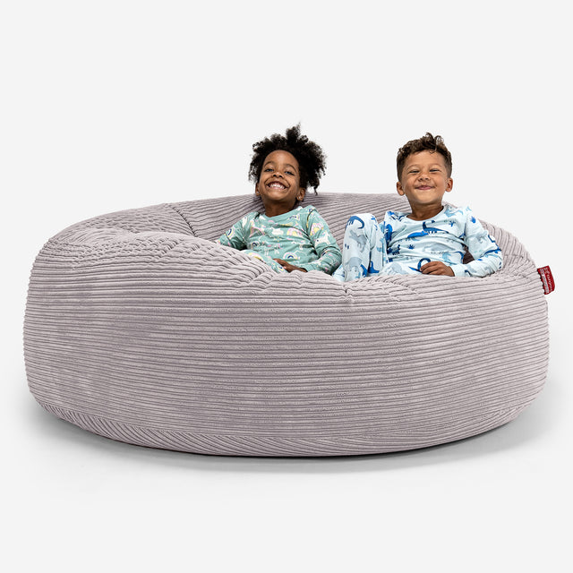 Pouf Géant pour Enfants de Taille Familiale 2-14 ans - Côtelé Gris Argent 01