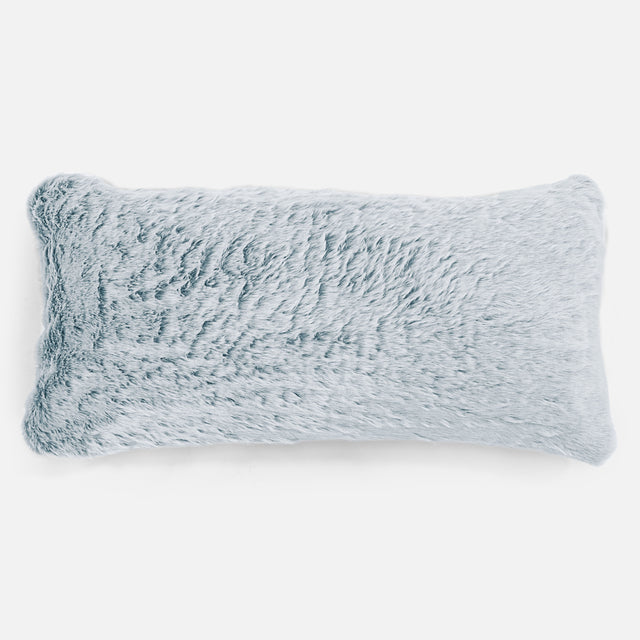 Coussin Rectangulaire Géant 40 x 80cm - Fausse Fourrure Lapin Bleu Pastel 01