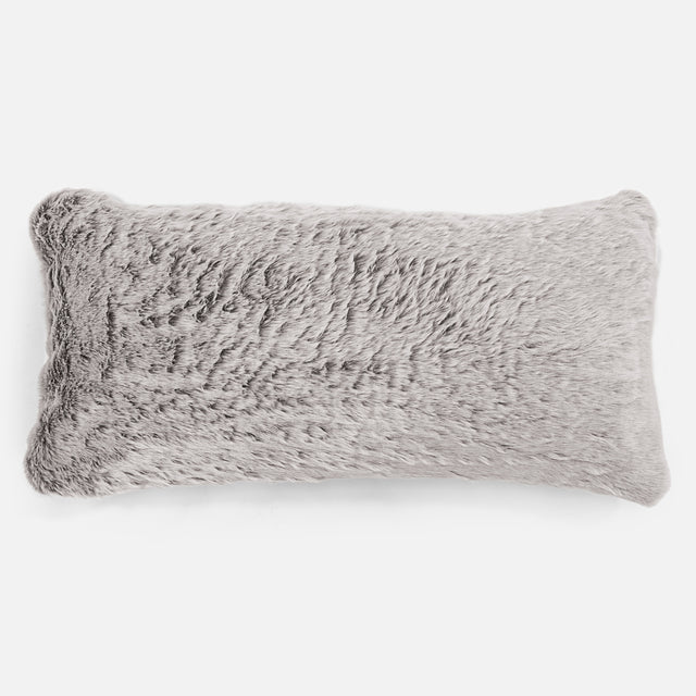 Coussin Rectangulaire Géant 40 x 80cm - Fausse Fourrure Lapin Gris clair 01