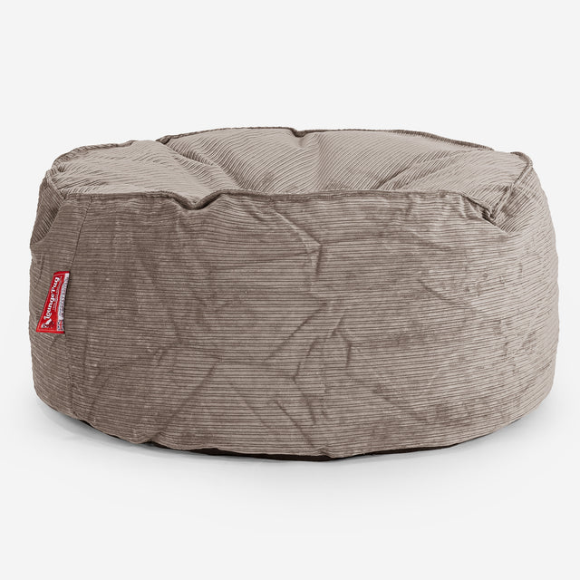 Pouf Design Rond  - Côtelé à Fines Rayures Vison 01