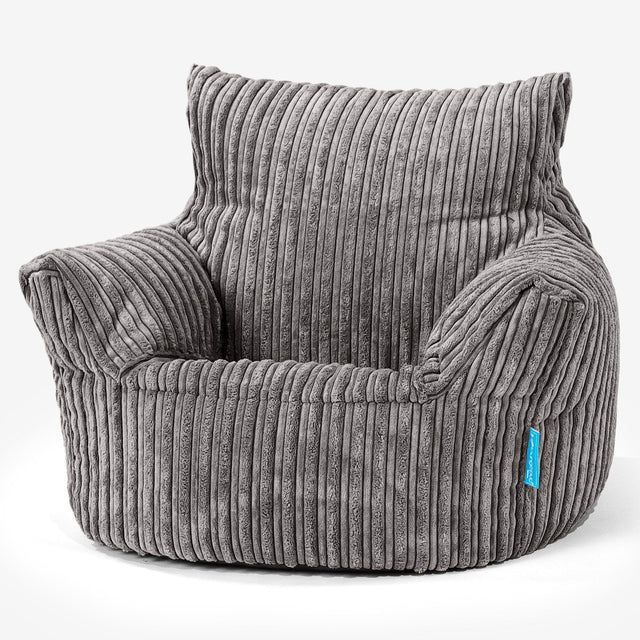 Fauteuil Pouf Bambin 1-3 ans - Côtelé Anthracite 01