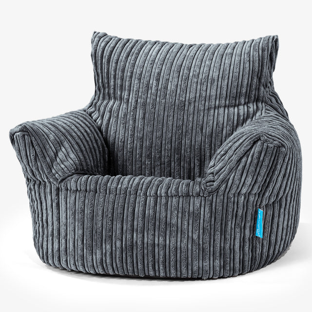 Fauteuil Pouf Bambin 1-3 ans - Côtelé Gris Acier 01