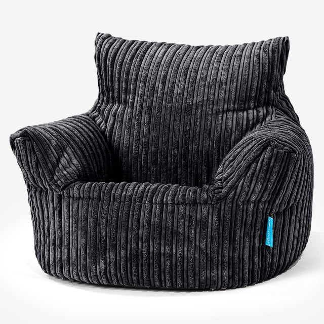 Fauteuil Pouf Bambin 1-3 ans - Côtelé Noir 01