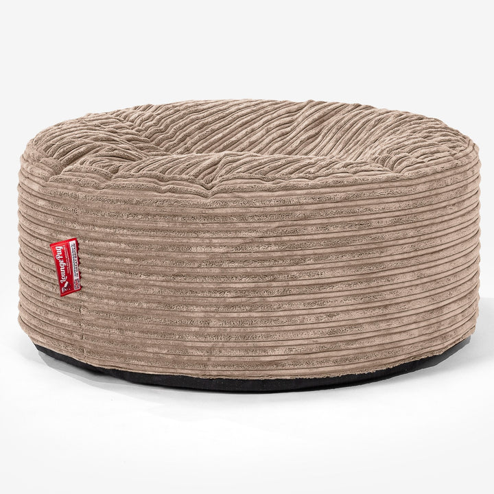 Pouf Design Rond - Côtelé Sable 01