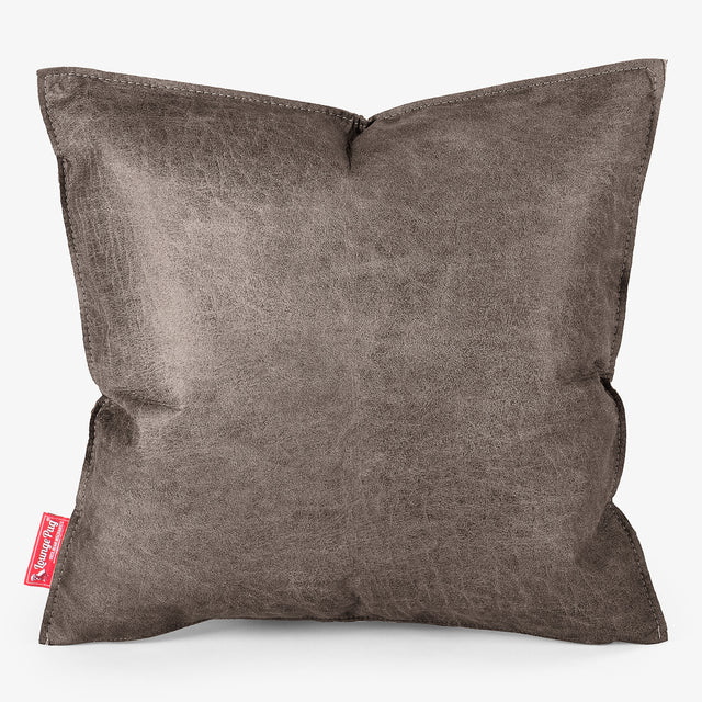 Coussin 47 x 47cm - Cuir Vintage Gris Ardoise 01