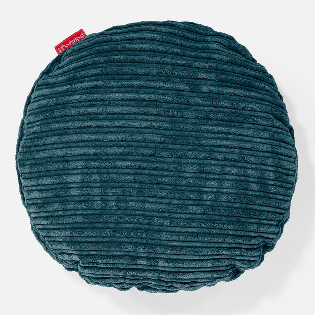 Coussin Rond 50cm - Côtelé Bleu Canard 01