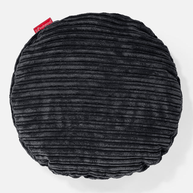 Coussin Rond 50cm - Côtelé Noir 01