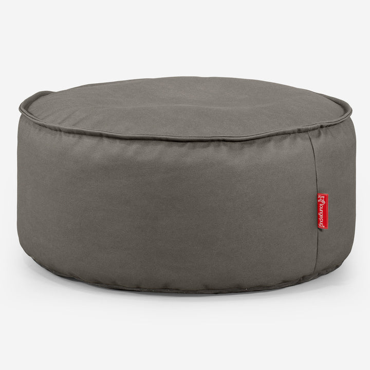 Pouf Design Rond - Cuir Végan Gris 01