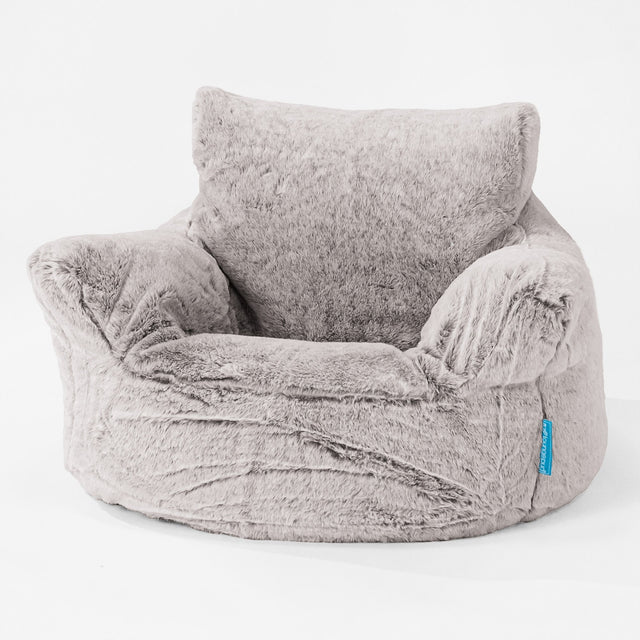 Fauteuil Pouf Bambin 1-3 ans - Fausse Fourrure Lapin Gris clair 01