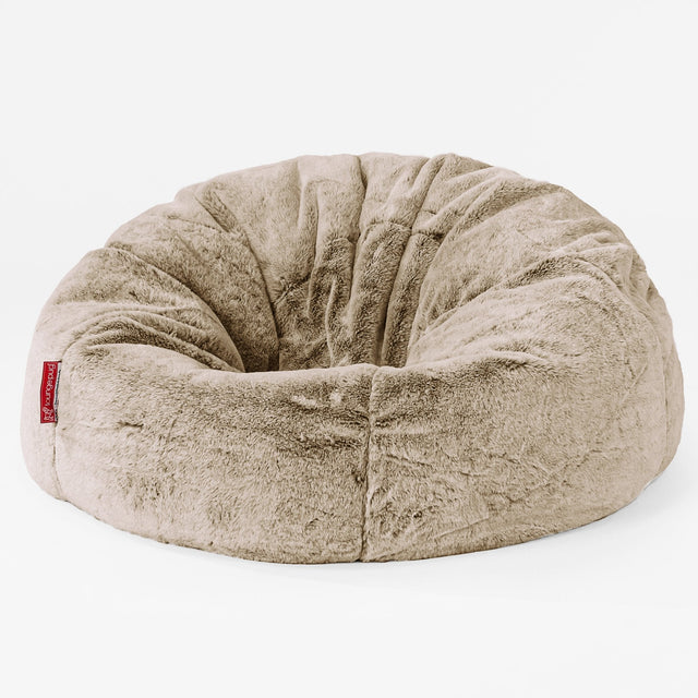 Pouf Poire Classique - Fausse Fourrure Lapin Brun Doré 01