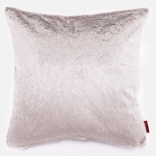 Grand Coussin 70 x 70cm - Fausse Fourrure Lapin Rose Pastel 01