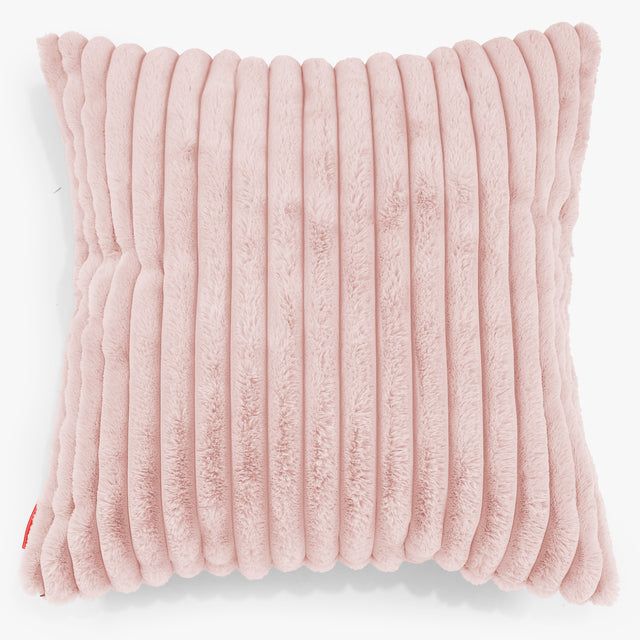 Grand Housse de Coussin 70 x 70cm - Velours Côtelé Ultra Pelucheux Rose Pastel 01