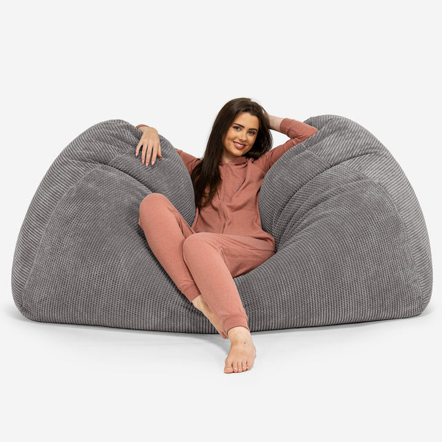 Pouf Fauteuil Design - Côtelé Gris Acier 3769