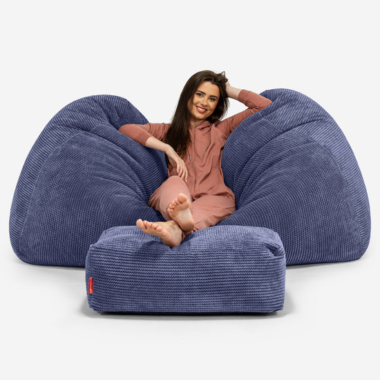 Pouf Fauteuil Design - Côtelé Gris Acier 3791