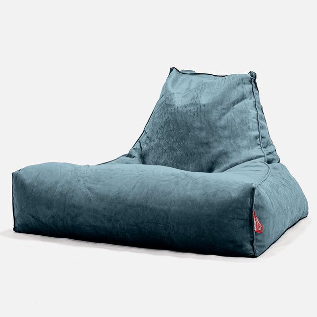 Gros Pouf Fauteuil Relax - Velours Mer Égée 01