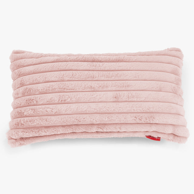 Housse de Coussin Rectangulaire Géant 40 x 80cm - Velours Côtelé Ultra Pelucheux Rose Pastel 01