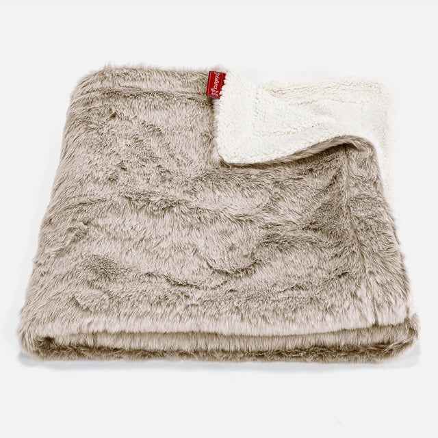 Plaid / Couverture Sherpa - Fausse Fourrure Lapin Brun Doré 01