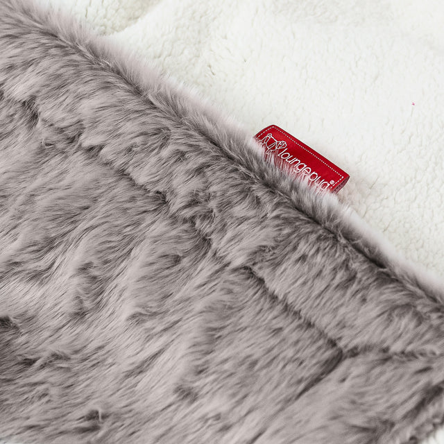 Plaid / Couverture Sherpa - Fausse Fourrure Lapin Gris clair 02