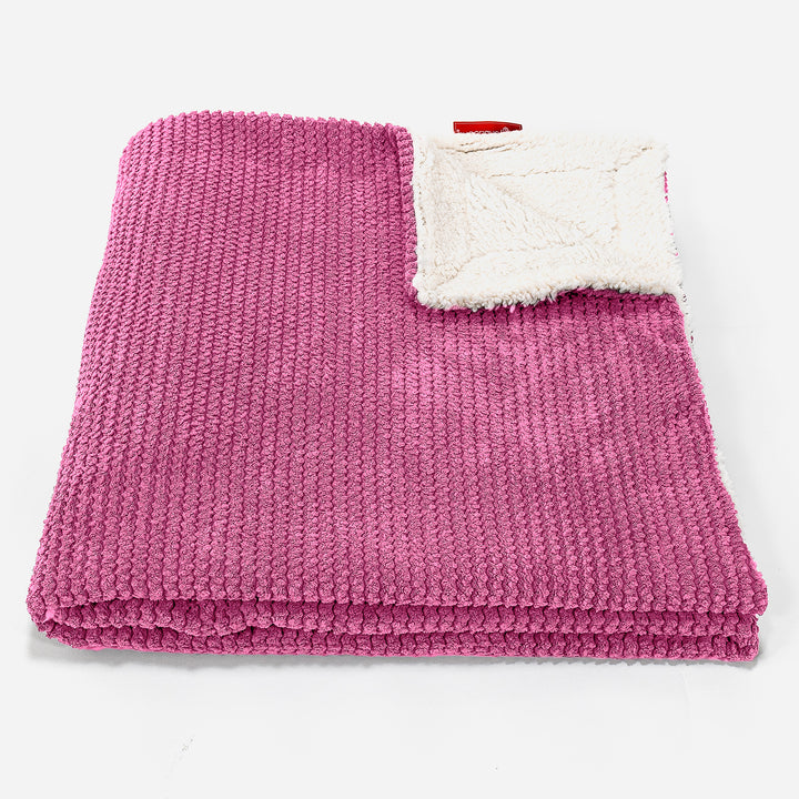 Plaid / Couverture Sherpa - Pompon Rose 01