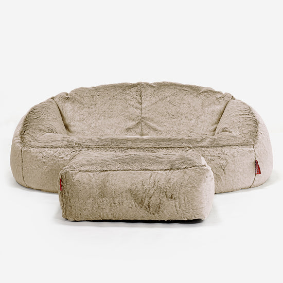 Pouf Canapé Bubble - Fausse Fourrure Lapin Brun Doré 02