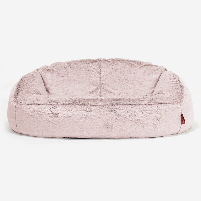 Pouf Canapé Bubble - Fausse Fourrure Lapin Rose Pastel 01