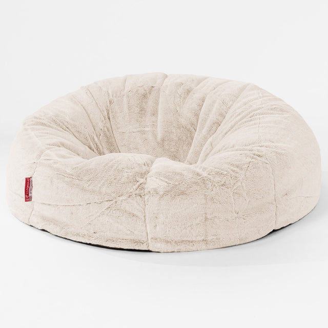 Pouf Canapé Classique - Fausse Fourrure Lapin Blanc 01