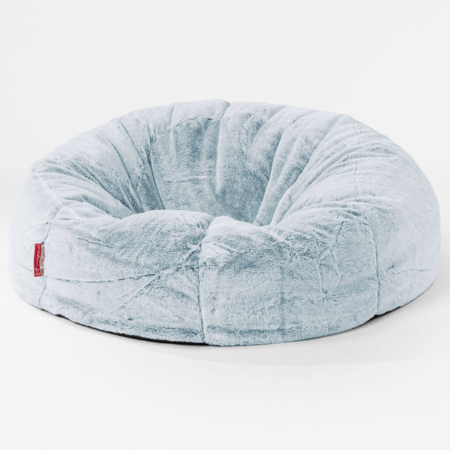 Pouf Canapé Classique - Fausse Fourrure Lapin Bleu Pastel 01