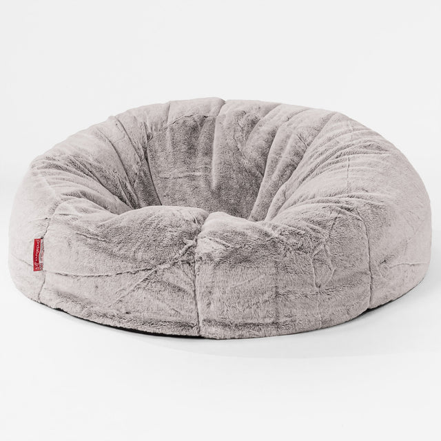 Pouf Canapé Classique - Fausse Fourrure Lapin Gris clair 01