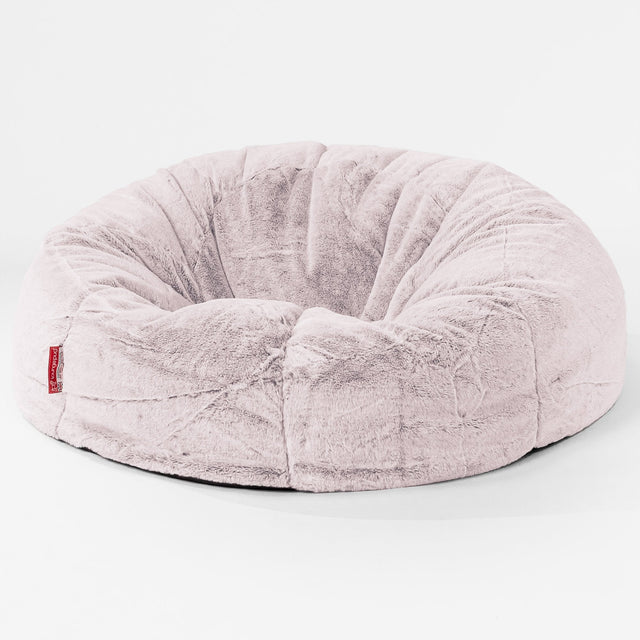 Pouf Canapé Classique - Fausse Fourrure Lapin Rose Pastel 01