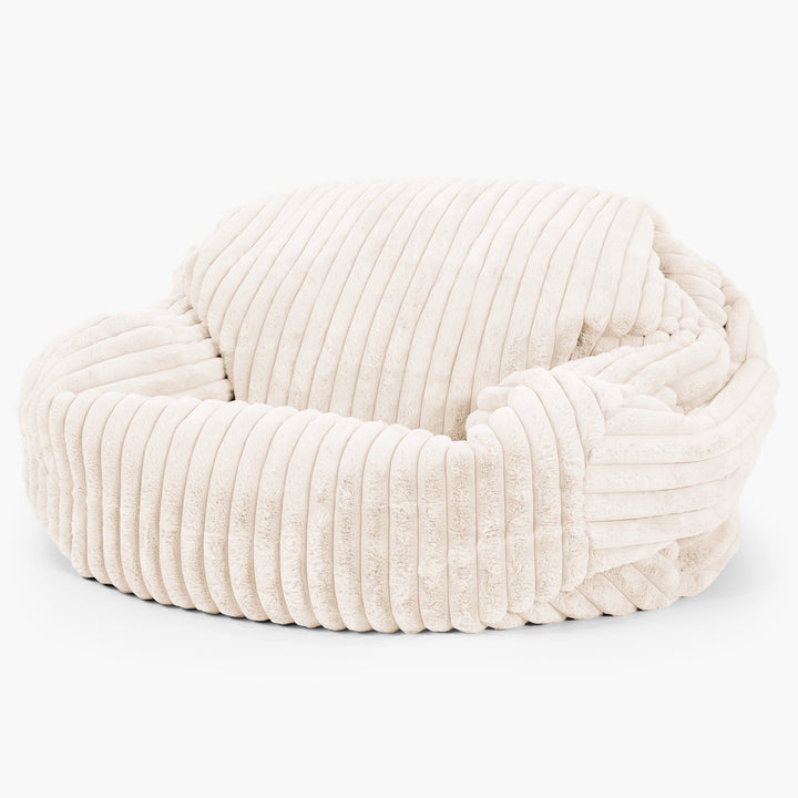 Pouf Canapé Sabine - Velours Côtelé Ultra Pelucheux Crème 02