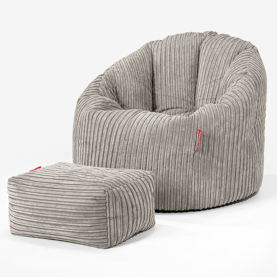 Pouf Chaise Design - Côtelé Vison 02