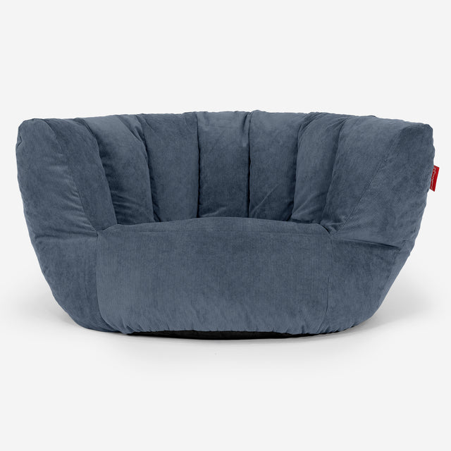 Pouf Charles Vintish - Velours Côtelé Fin Bleu Marine 01