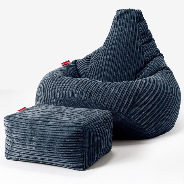 Pouf Poire Gamer - Côtelé Bleu Marine 01