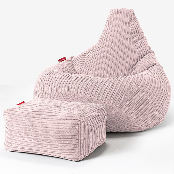 Pouf Poire Gamer - Côtelé Rose 01