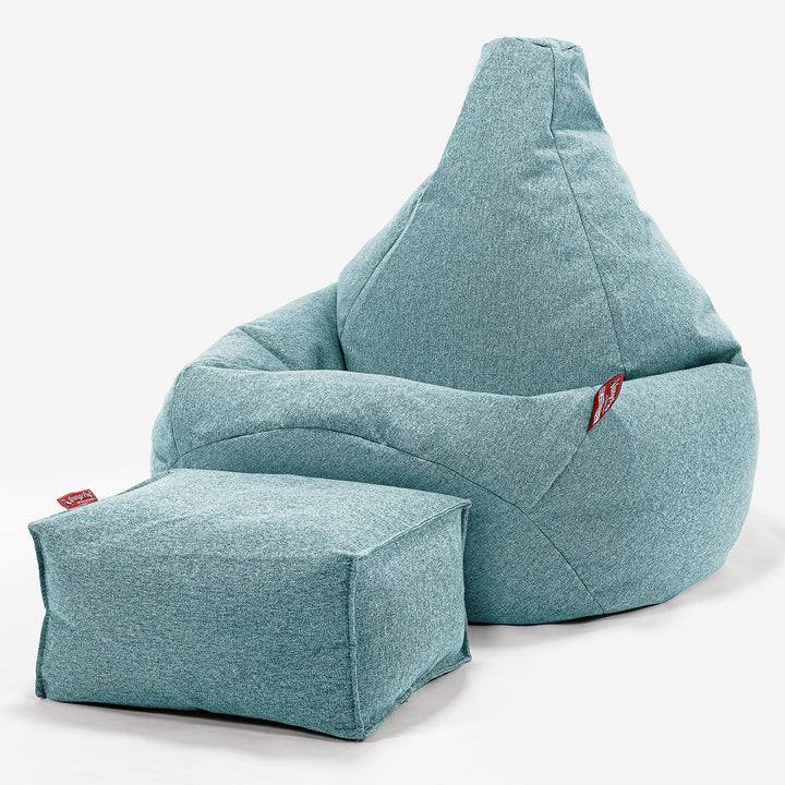 Pouf Poire Gamer - Interalli Laine Aqua 01