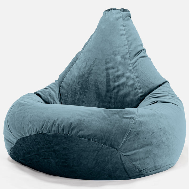 Pouf Poire Gamer - Velours Mer Égée 02