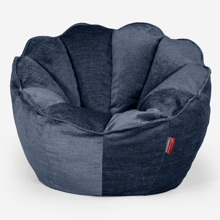 Pouf Fauteuil Natalia Sacco - Chenille Bleu Marine 01