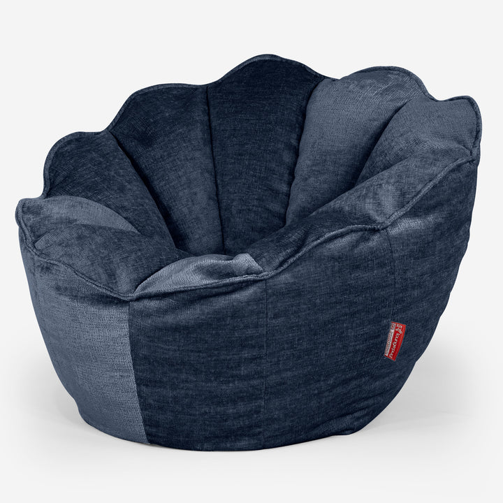 Pouf Fauteuil Natalia Sacco - Chenille Bleu Marine 02