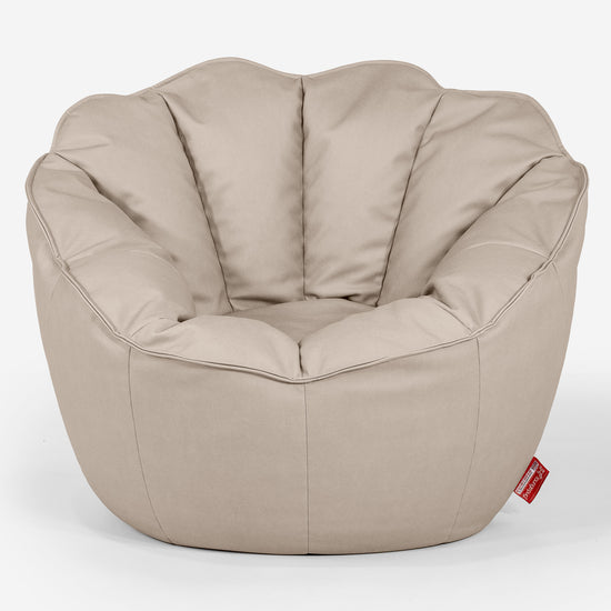 Pouf Fauteuil Natalia Sacco - Cuir Végan Ivoire 01