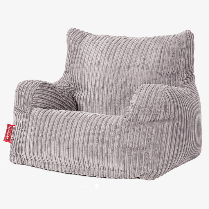 Pouf Fauteuil pour Ados 6-14 ans - Côtelé Gris Argent 02