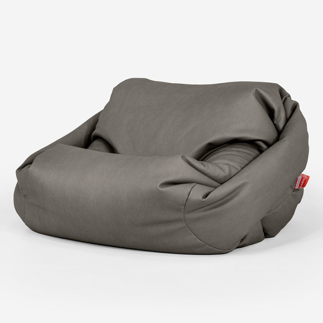 Pouf Fauteuil Sabine - Cuir Végan Gris 01