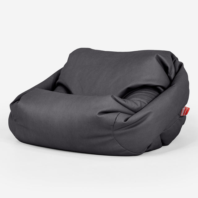 Pouf Fauteuil Sabine - Cuir Végan Noir 01