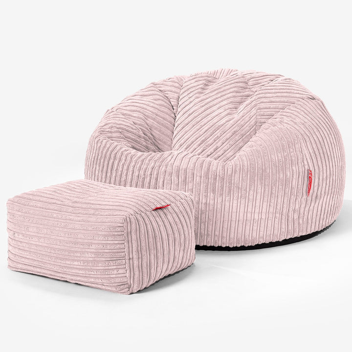 Pouf Poire Classique - Côtelé Rose 02